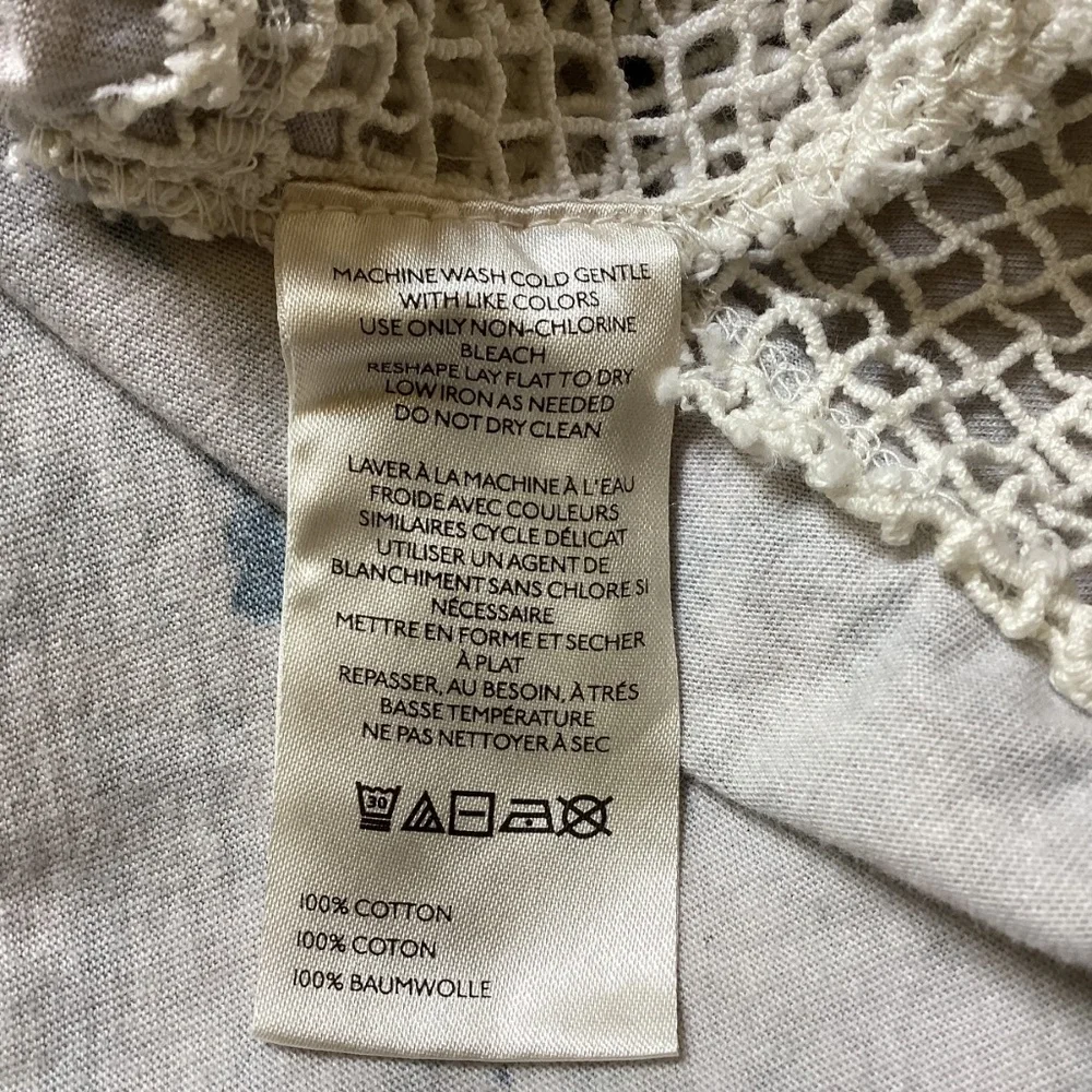 Anthropologie Pilcro Mixed Media Torn Lace Tee Blouse Short Sleeve Top Boho - Picture 9 of 12